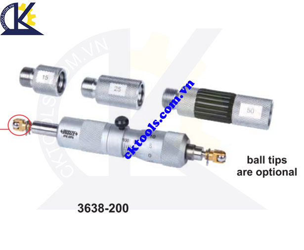  Panme đo trong  dạng ống  INSIZE  3638-200 ,  INTERNAL GEAR TOOTH  MICROMETERS  3638-200