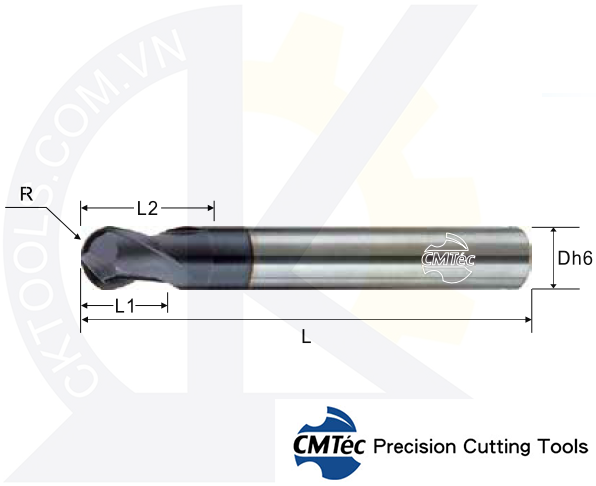 Dao phay CMTec MEBD2, Dao cầu phay thép CMTéc MEBD2
