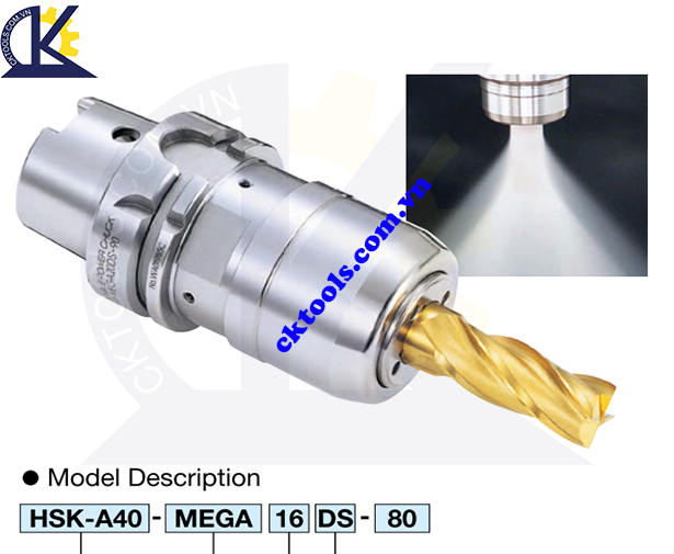 Đầu kẹp dao  BIG DAISHOWA  HSK-A40-MEGA16DS-80   , MEGA  DOUBLE POWER CHUCK   HSK-A40-MEGA16DS-80  