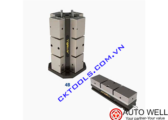 Ê tô hợp kim nhôm loại đôi kiểu Tombstone AQS-1250-4B, Eto AQS-1250-4B, E TO AQS-1250-4B, ETO AUTO WELL AQS-1250-4B, Ê Tô Auto well AQS-1250-4B