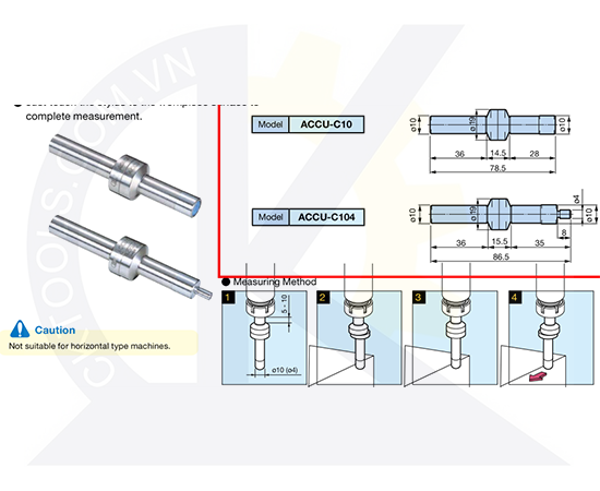 Đầu dò cơ ACCU-C104, Đầu chia tâm ACCU-C104, Đầu rà tâm ACCU-C104, Đầu dò tâm phôi ACCU CENTER, Đầu dò tâm phôi ACCU-C104